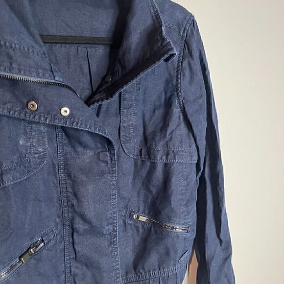 Athleta navy blue linen Sahara jacket - Picture 3 of 6